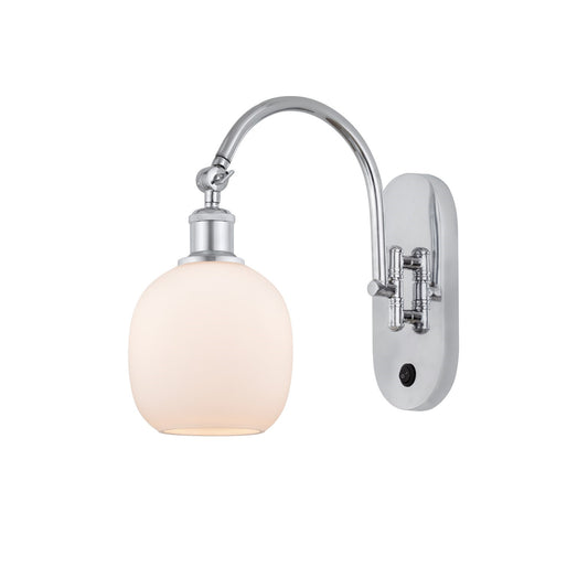 Innovations Belfast 6in 1-Light Wall Sconce | Industrial Polished Chrome and Matte White Glass | Bathroom & Hallway Accent | Model 918-1W-PC-G101