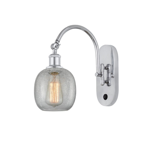 Innovations Belfast 6in 1-Light Wall Sconce | Industrial Polished Chrome and Clear Crackle Glass | Bathroom & Hallway Accent | Model 918-1W-PC-G105