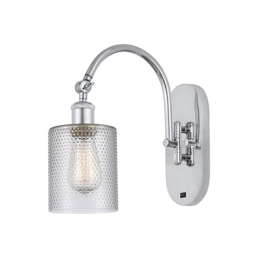 Innovations Cobbleskill 9in 1-Light Wall Sconce | Industrial Polished Chrome Steel and Clear Glass | Bedroom & Hallway Accent | Model 918-1W-PC-G112-L