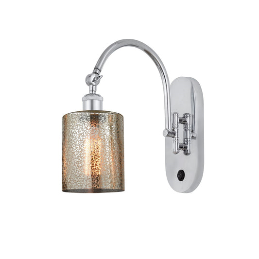 Innovations Cobbleskill 5in 1-Light Wall Sconce | Industrial Polished Chrome and Mercury Glass | Hallway & Bathroom Accent | Model 918-1W-PC-G116