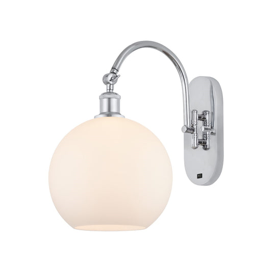 Innovations Athens 10in 1-Light Wall Sconce | Industrial Polished Chrome and Matte White Glass | Hallway & Bathroom Accent | Model 918-1W-PC-G121-10