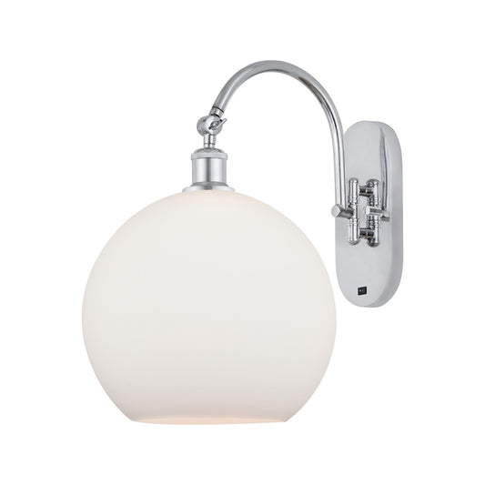Innovations Athens 11.75in 1-Light Wall Sconce | Industrial Polished Chrome and Matte White Glass | Bedroom & Hallway Accent | Model 918-1W-PC-G121-12