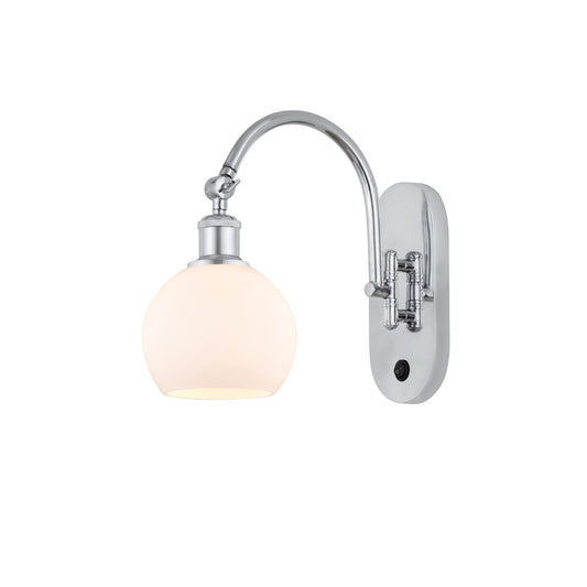 Innovations Athens 6in 1-Light Wall Sconce | Industrial Polished Chrome and Matte White Glass | Bedroom & Hallway Accent | Model 918-1W-PC-G121-6