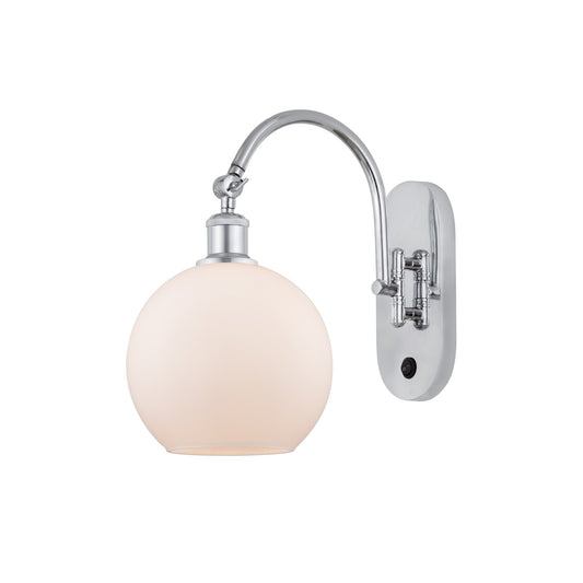 Innovations Lighting Ballston 8in 1-Light Wall Sconce | Industrial Polished Chrome and Matte White Glass | Bathroom & Hallway | Model 918-1W-PC-G121-8