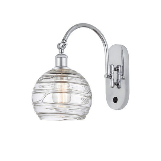 Innovations Athens Deco Swirl 8in 1-Light Wall Sconce | Industrial Polished Chrome and Clear Deco Swirl Glass | Living Room & | Model 918-1W-PC-G1213-8CL