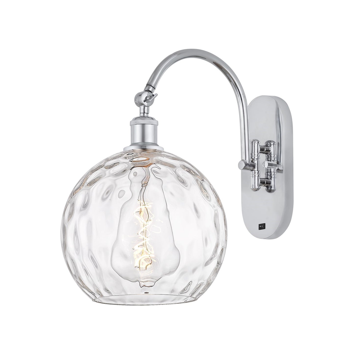 Innovations Athens Water Glass 10in 1-Light Wall Sconce | Industrial Polished Chrome and Clear Glass | Bedroom & Hallway Accent | Model 918-1W-PC-G1215-10