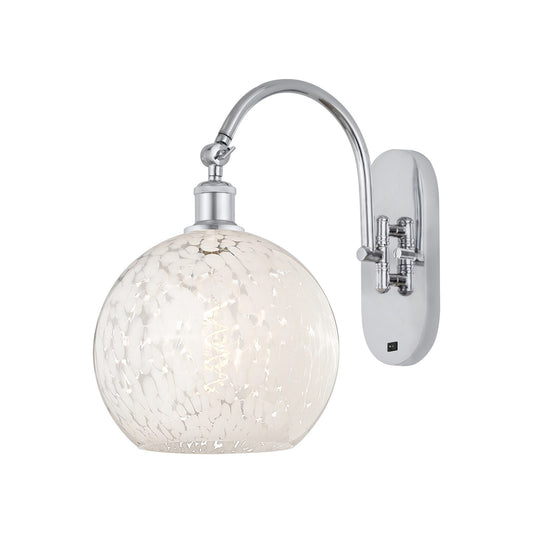 Innovations White Mouchette 10in 1-Light Wall Sconce | Industrial Polished Chrome and White Mouchette Glass | Bedroom & | Model 918-1W-PC-G1216-10WM