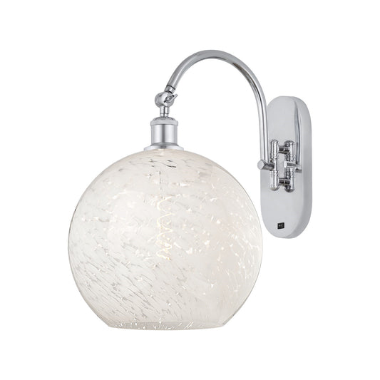 Innovations White Mouchette 12in 1-Light Wall Sconce | Industrial Polished Chrome and White Mouchette Glass | Bedroom & | Model 918-1W-PC-G1216-12WM