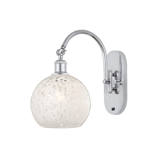 Innovations Lighting Ballston 8in 1-Light Wall Sconce | Industrial Polished Chrome and White Mouchette Glass | Bathroom & | Model 918-1W-PC-G1216-8WM