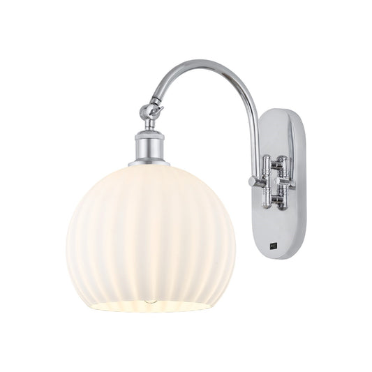 Innovations Lighting Ballston 10in 1-Light Wall Sconce | Industrial Polished Chrome and White Venetian Glass | Bathroom & | Model 918-1W-PC-G1217-10WV