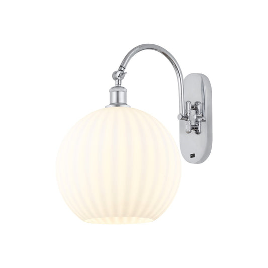 Innovations Lighting Ballston 12in 1-Light Wall Sconce | Industrial Polished Chrome and White Venetian Glass | Bathroom & | Model 918-1W-PC-G1217-12WV