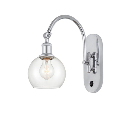 Innovations Athens 6in 1-Light Wall Sconce | Industrial Polished Chrome Steel and Clear Glass | Bathroom & Hallway Accent | Model 918-1W-PC-G122-6