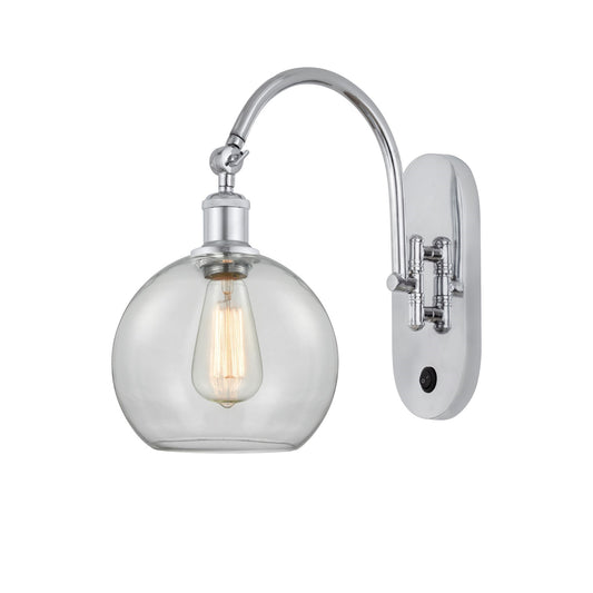 Innovations Athens 8in 1-Light Wall Sconce | Industrial Polished Chrome Steel and Clear Glass | Bathroom & Hallway Accent | Model 918-1W-PC-G122-8