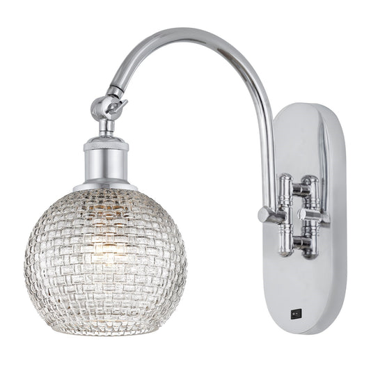 Innovations Athens 6in 1-Light Wall Sconce | Industrial Polished Chrome and Clear Basket Weave Glass | Bathroom & Hallway | Model 918-1W-PC-G122C-6CL