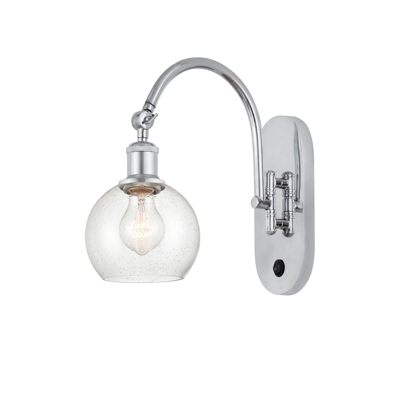 Innovations Athens 6in 1-Light Wall Sconce | Industrial Polished Chrome and Seedy Glass | Hallway & Bathroom Accent | Model 918-1W-PC-G124-6