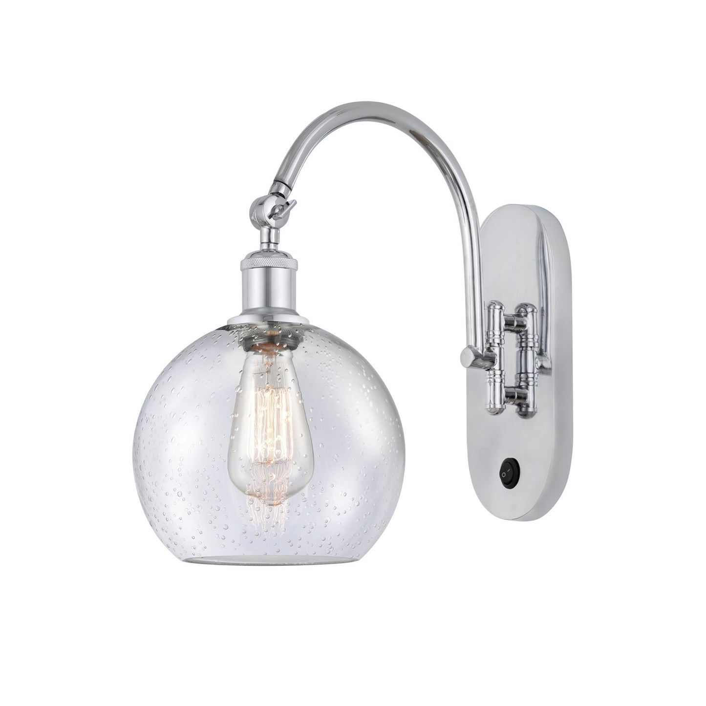 Innovations Athens 8in 1-Light Wall Sconce | Industrial Polished Chrome and Seedy Glass | Hallway & Bathroom Accent | Model 918-1W-PC-G124-8