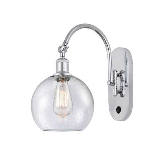Innovations Athens 8in 1-Light Wall Sconce | Industrial Polished Chrome and Seedy Glass | Hallway & Bathroom Accent | Model 918-1W-PC-G124-8