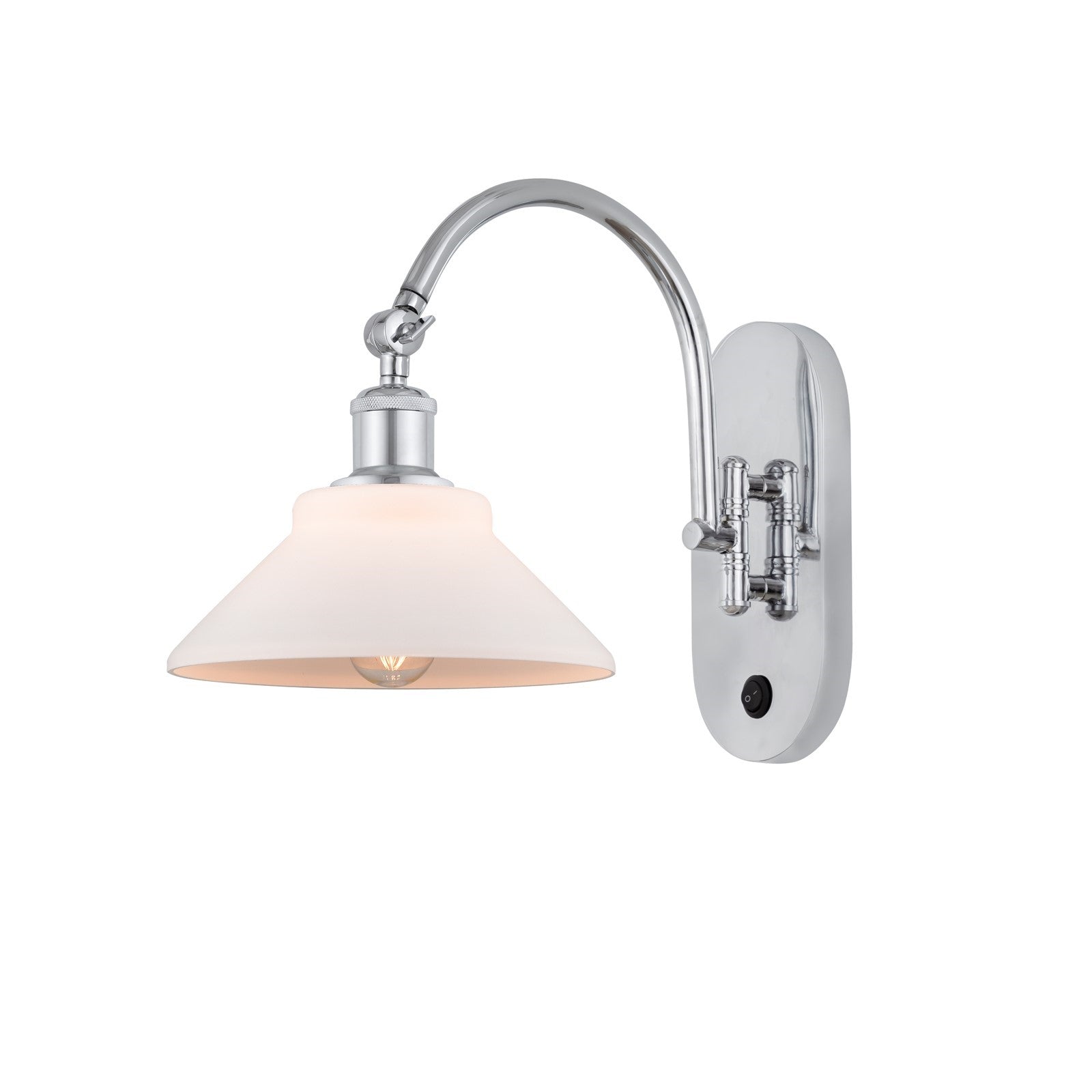 Innovations Orwell 8in 1-Light Wall Sconce | Industrial Polished Chrome and Matte White Glass | Bedroom & Hallway Accent | Model 918-1W-PC-G131