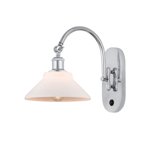 Innovations Orwell 8in 1-Light Wall Sconce | Industrial Polished Chrome and Matte White Glass | Bedroom & Hallway Accent | Model 918-1W-PC-G131
