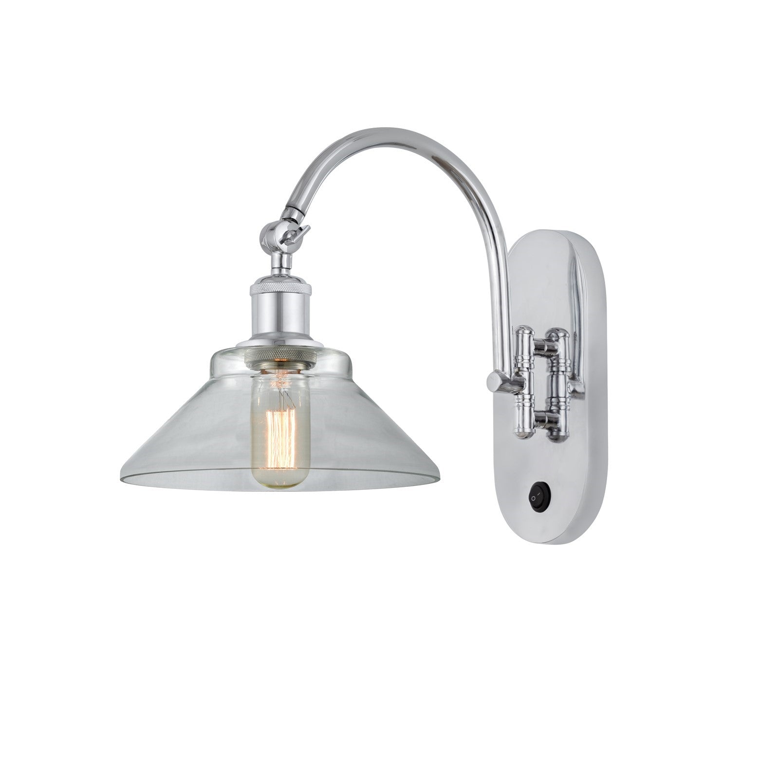 Innovations Orwell 8in 1-Light Wall Sconce | Industrial Polished Chrome and Clear Glass | Bedroom & Hallway Accent | Model 918-1W-PC-G132