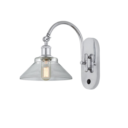 Innovations Orwell 8in 1-Light Wall Sconce | Industrial Polished Chrome and Clear Glass | Bedroom & Hallway Accent | Model 918-1W-PC-G132