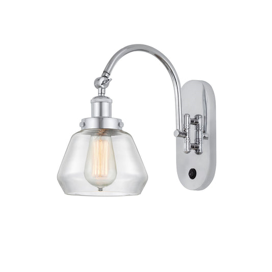 Innovations Fulton 7in 1-Light Swing Arm Lamp | Industrial Polished Chrome Steel and Clear Glass | Bedroom & Living Room Reading | Model 918-1W-PC-G172