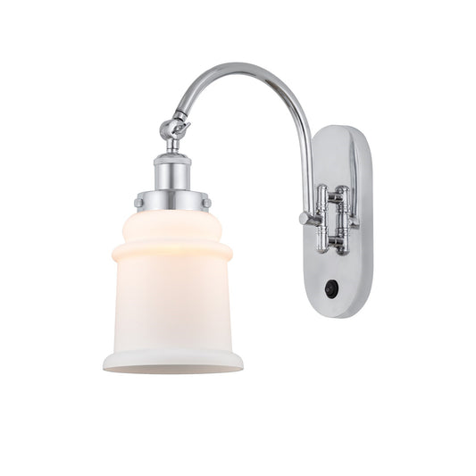 Innovations Canton 7in 1-Light Swing Arm Sconce | Industrial Polished Chrome and Matte White Frosted Glass | Bedroom & Living | Model 918-1W-PC-G181-LED