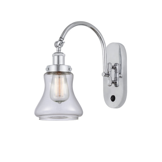 Innovations Bellmont 1-Light 6.5in Swing Arm Wall Sconce | Industrial Polished Chrome Steel and Clear Glass | Bedroom & Living | Model 918-1W-PC-G192-LED