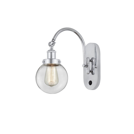 Innovations Beacon 6in 1-Light Swing Arm Lamp | Industrial Polished Chrome Steel and Clear Glass | Bedroom & Living Room Reading | Model 918-1W-PC-G202-6