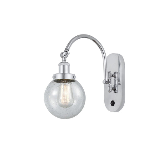 Innovations Beacon 6in 1-Light Swing Arm Lamp | Industrial Polished Chrome Steel and Seedy Glass | Bedroom & Living Room | Model 918-1W-PC-G204-6-LED
