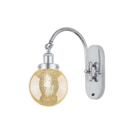 Innovations Beacon 6in 1-Light Swing Arm Lamp | Industrial Polished Chrome Steel and Mercury Glass | Bedroom & Living Room | Model 918-1W-PC-G208-6