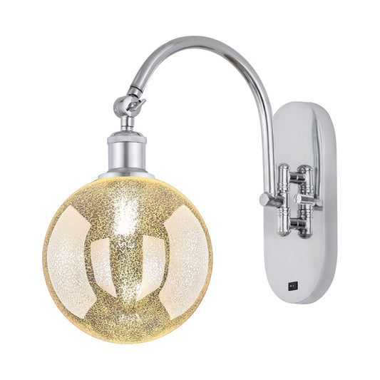Innovations Beacon 8in 1-Light Swing Arm Lamp | Industrial Polished Chrome Steel and Mercury Glass | Bedroom & Living Room | Model 918-1W-PC-G208-8