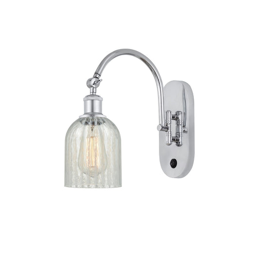 Innovations Caledonia 5in 1-Light Wall Sconce | Industrial Polished Chrome Steel and Mouchette Glass | Hallway & Bathroom Accent | Model 918-1W-PC-G2511