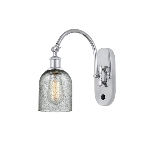 Innovations Caledonia 5in 1-Light Wall Sconce | Industrial Polished Chrome and Charcoal Glass | Bedroom & Hallway Accent | 5 x 13 in | Model 918-1W-PC-G257