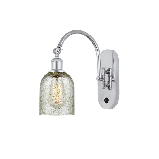 Innovations Caledonia 5in 1-Light Wall Sconce | Industrial Polished Chrome and Mica Glass | Bedroom & Hallway Accent | 5 x 13 in | Model 918-1W-PC-G259