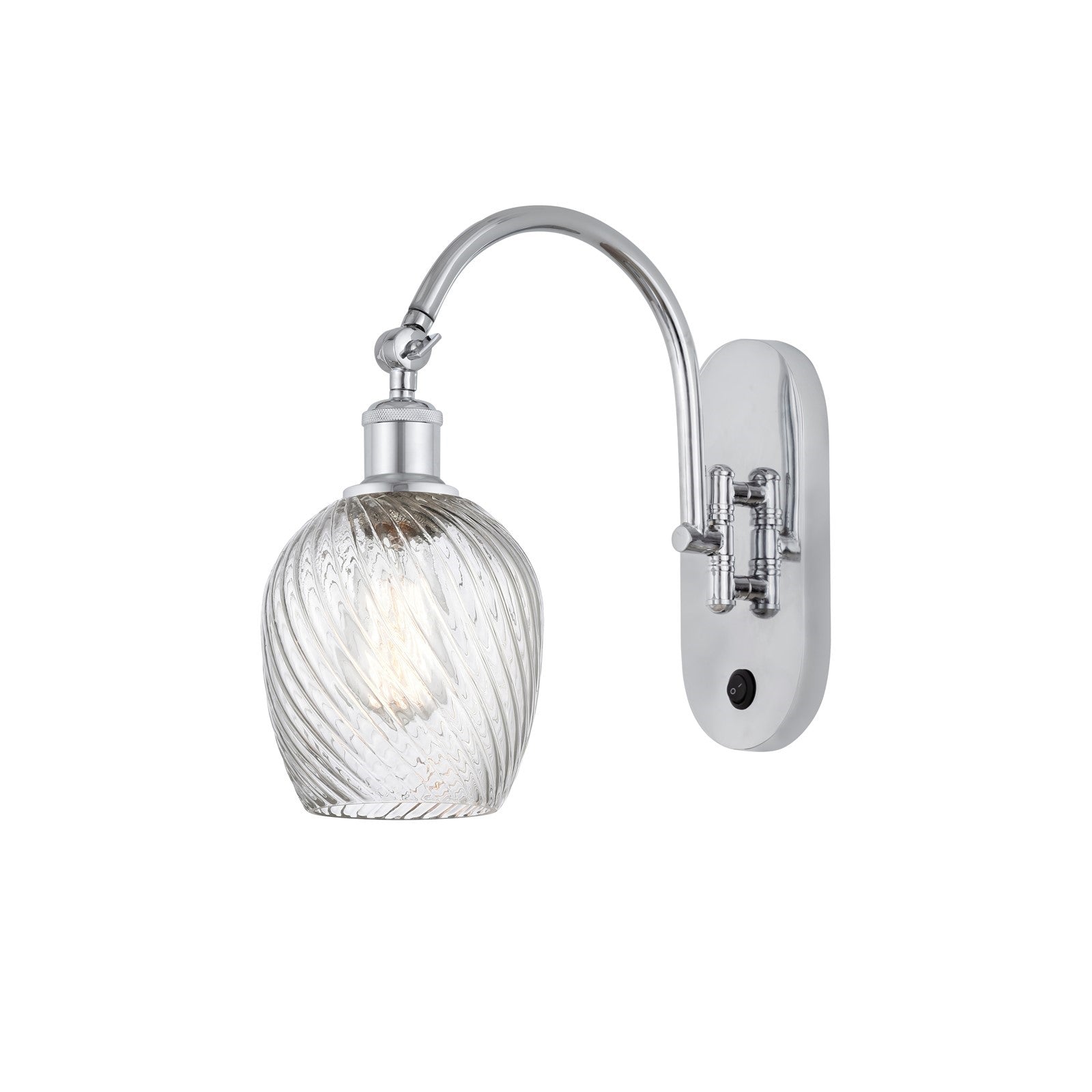 Innovations Salina 5.75in 1-Light Wall Sconce | Industrial Polished Chrome and Clear Spiral Fluted Glass | Bedroom & Hallway Accent | Model 918-1W-PC-G292