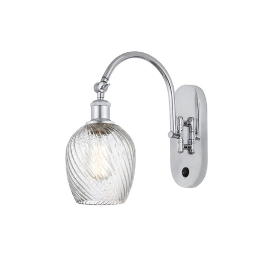 Innovations Salina 5.75in 1-Light Wall Sconce | Industrial Polished Chrome and Clear Spiral Fluted Glass | Bedroom & Hallway Accent | Model 918-1W-PC-G292