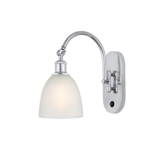 Innovations Castile 6in 1-Light Wall Sconce | Industrial Polished Chrome and White Glass | Bedroom & Hallway Accent Light | Model 918-1W-PC-G381