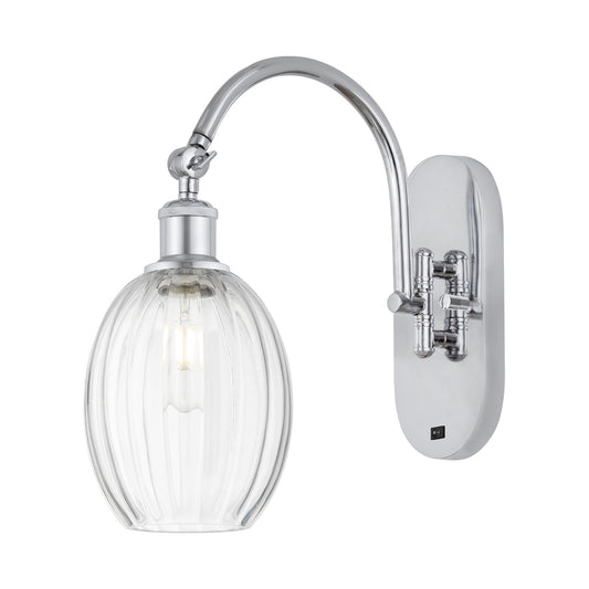 Innovations Preston Bulb 1-Light Wall Sconce | Industrial Polished Chrome and Clear Globe Glass | Bathroom & Hallway Accent | Model 918-1W-PC-G459-6CL