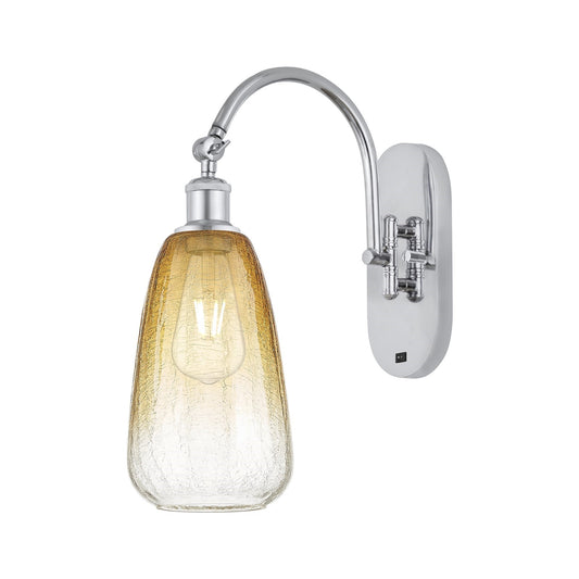 Innovations Brookhaven Almond 6in 1-Light Wall Sconce | Industrial Polished Chrome and Amber Glass | Bathroom & Hallway Accent | Model 918-1W-PC-G480-6AM