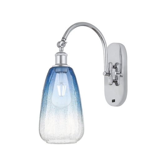 Innovations Brookhaven Almond 6in 1-Light Wall Sconce | Industrial Polished Chrome and Sapphire Blue Glass | Bathroom & Hallway | Model 918-1W-PC-G480-6SB