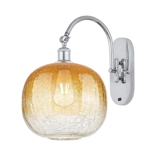 Innovations Brookhaven Sphere 10.5in 1-Light Wall Sconce | Industrial Polished Chrome and Amber Glass | Bathroom & Hallway | Model 918-1W-PC-G481-10AM