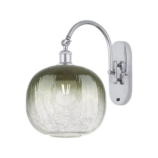Innovations Brookhaven Sphere 10.5in 1-Light Wall Sconce | Industrial Polished Chrome and Slate Glass | Bathroom & Hallway | Model 918-1W-PC-G481-10SL