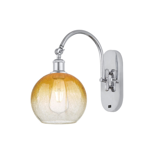 Innovations Brookhaven Globe 7.88in 1-Light Wall Sconce | Industrial Polished Chrome and Amber Glass | Bathroom & Hallway | Model 918-1W-PC-G483-8AM