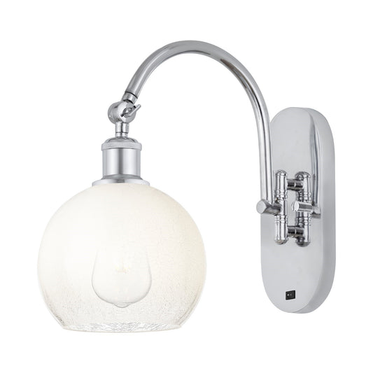 Innovations Brookhaven Globe 8in 1-Light Wall Sconce | Industrial Polished Chrome and Opal Glass | Hallway & Bathroom Accent | Model 918-1W-PC-G483-8OP