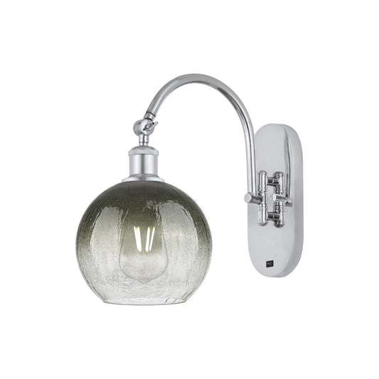 Innovations Brookhaven Globe 8in 1-Light Wall Sconce | Industrial Polished Chrome and Slate Glass | Hallway & Bathroom Accent | Model 918-1W-PC-G483-8SL