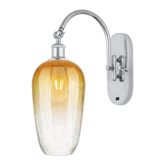 Innovations Brookhaven Flute 7in 1-Light Wall Sconce | Industrial Polished Chrome and Amber Glass | Hallway & Bathroom Accent | Model 918-1W-PC-G484-7AM