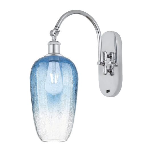 Innovations Brookhaven Flute 7in 1-Light Wall Sconce | Industrial Polished Chrome and Sapphire Blue Glass | Bedroom & Hallway | Model 918-1W-PC-G484-7SB
