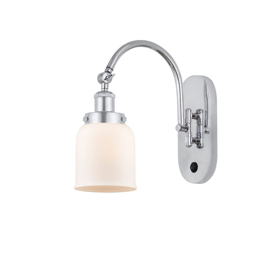 Innovations Bell 5in 1-Light Swing Arm Lamp | Industrial Polished Chrome and Matte White Frosted Glass | Bedroom & Living Room | Model 918-1W-PC-G51-LED