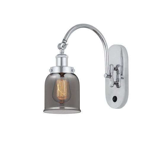 Innovations Bell 5in 1-Light Swing Arm Lamp | Industrial Polished Chrome and Light Smoke Glass | Bedroom & Living Room Reading | Model 918-1W-PC-G53